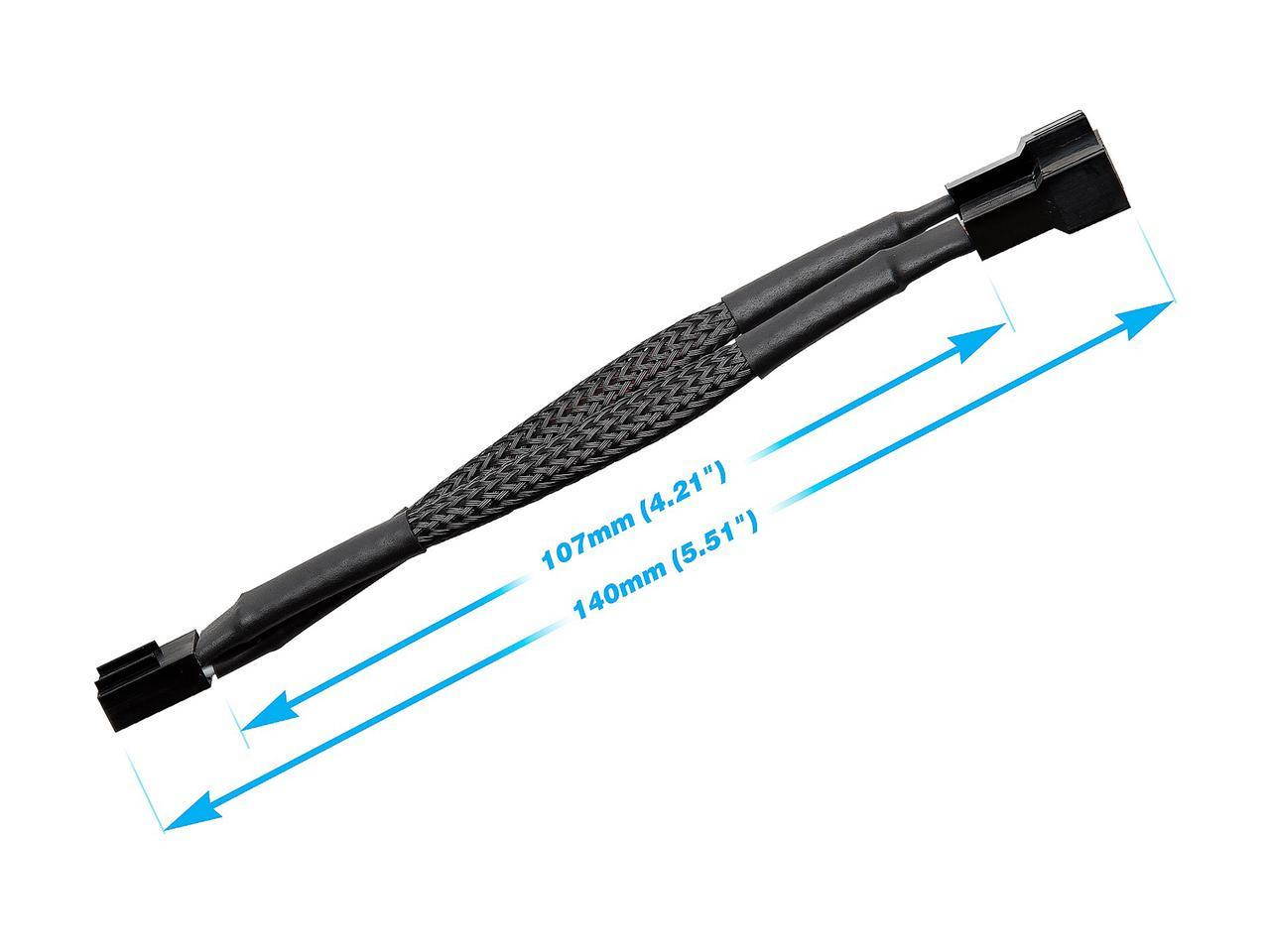 1 Pack Motherboard 4 pin 4Pin PWM To Dual PWM Computer Case Fan 1-to-2 Sleeved PWM Fan Splitter Y Cable