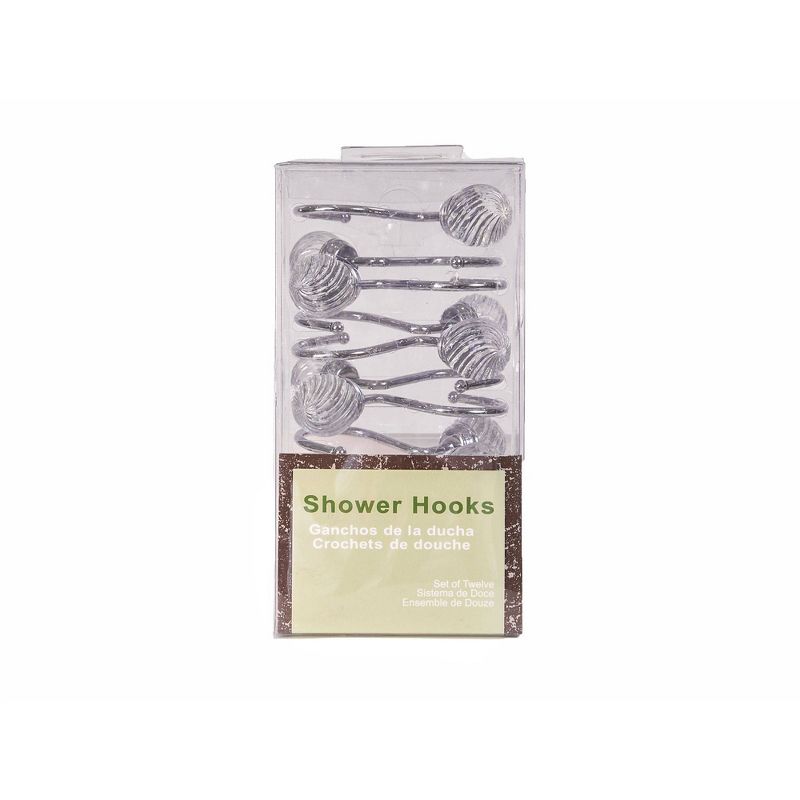 Elisha Globe Shower Curtain Hooks Clear Set of 12 - Elegant Home Fashions