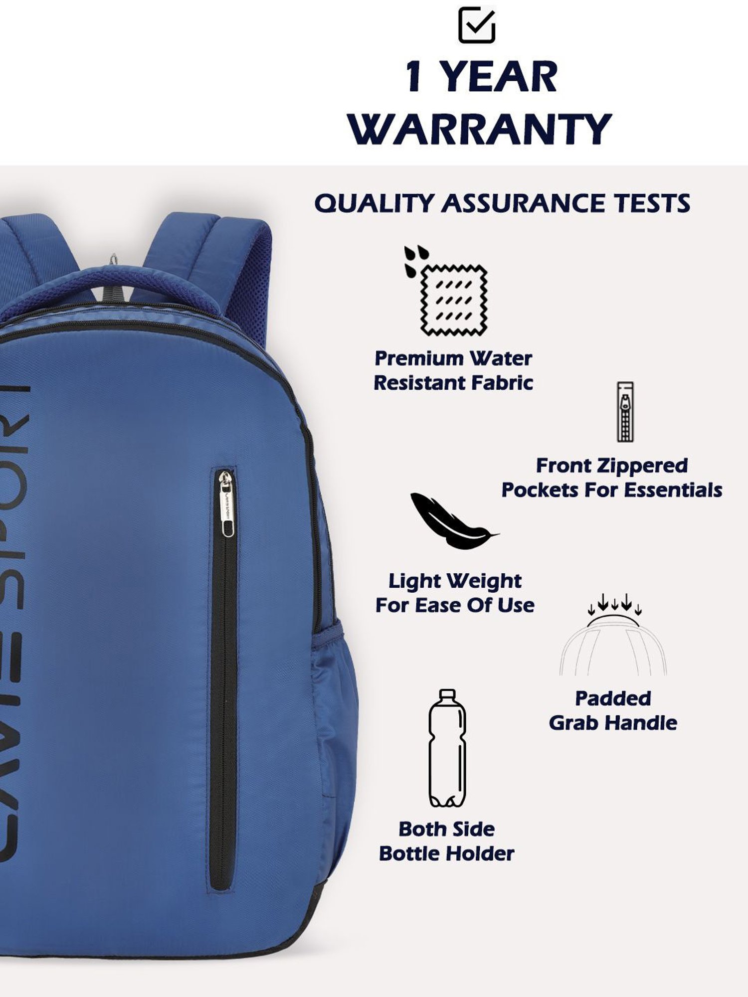 Lavie Sport Engrave 34L Laptop Backpack For Boys & Girls |Unisex Casual Bag for Men & Women (Navy)