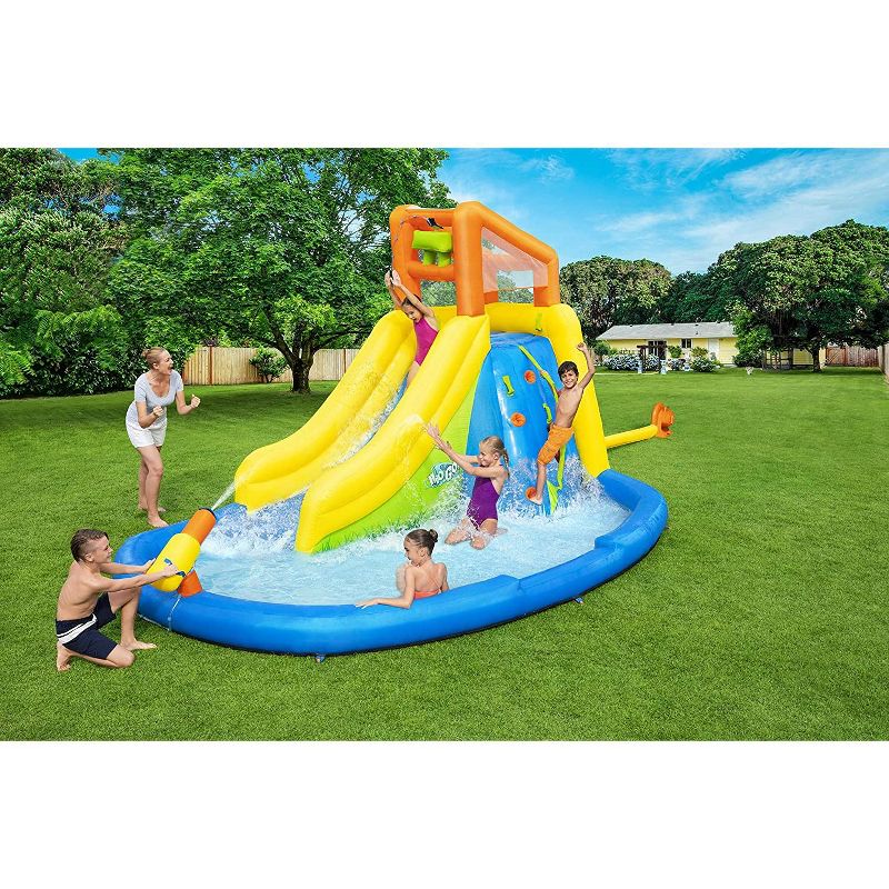 H2OGO! 53346E Mount Splashmore Kids Inflatable Backyard Water Slide Splash Mega Park Toy with Climbing Wall, Slide, Splash Zone, and Spray Blaster