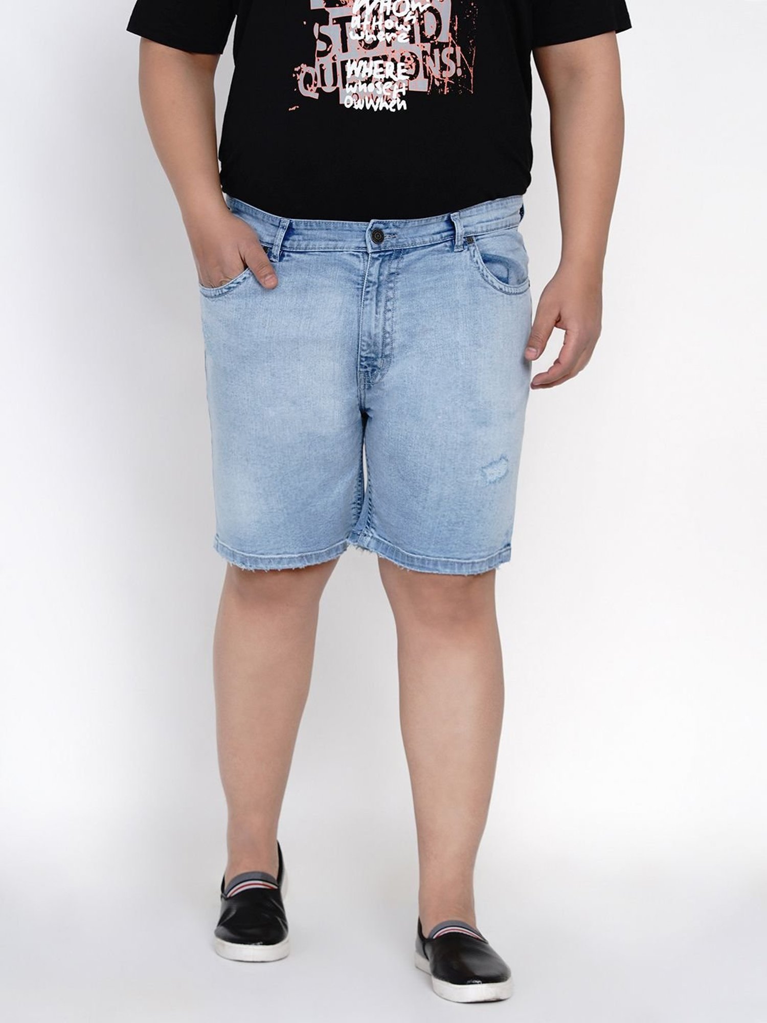John Pride Blue Cotton Plus Size Shorts