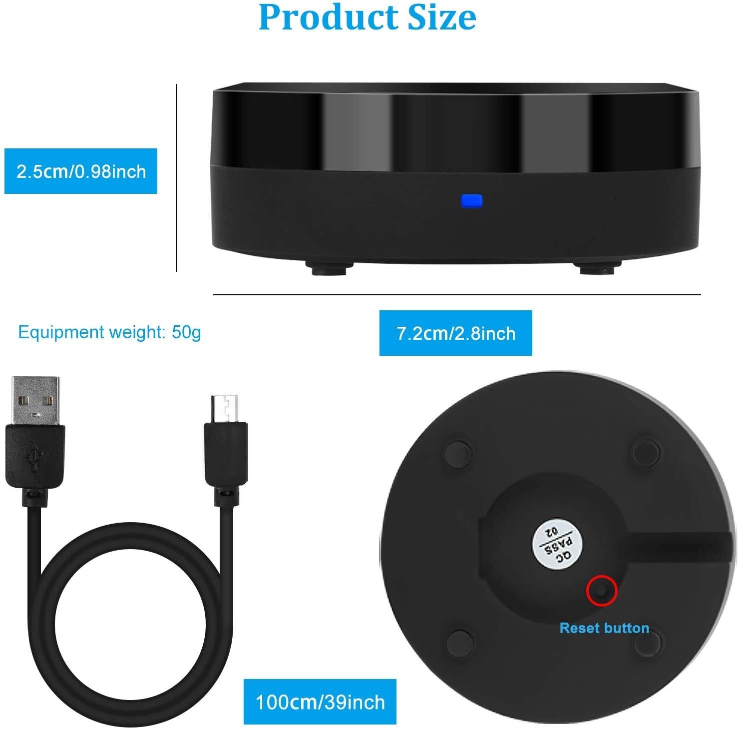 IVY Smart Home Phone Hub-WiFi Universal Remote Control IR Blaster for TV Projector Air Conditioner Fan etc,All IR Control Device,Compatible with Alexa, Google Home, HomePod, IFTTT