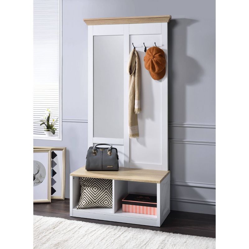 Melati Hall Tree Light Oak/White - Acme Furniture