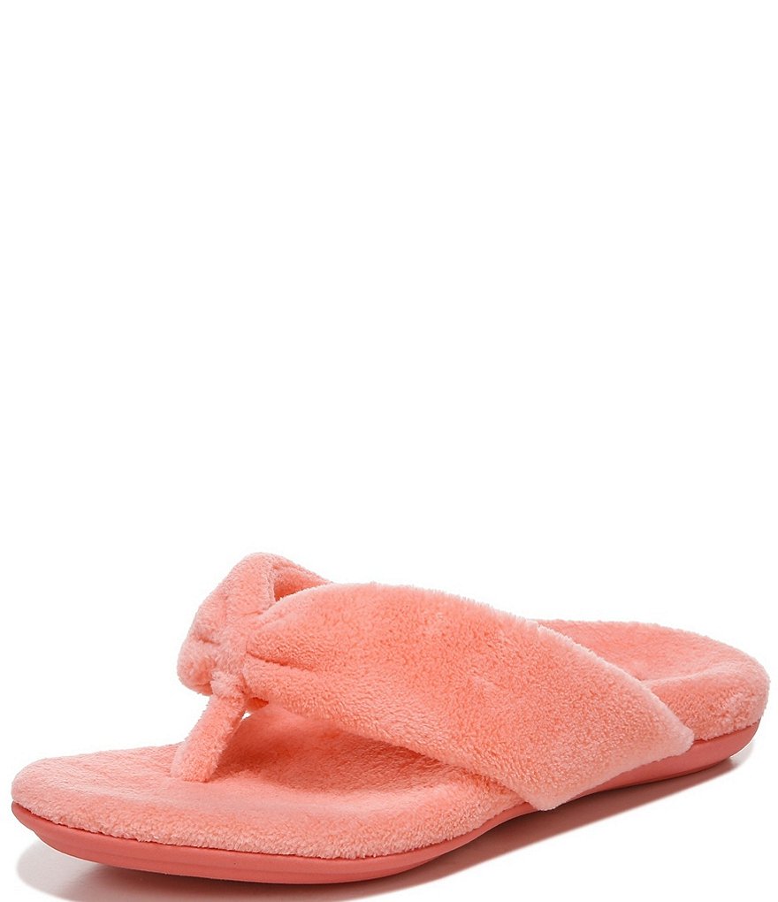 Vionic Lydia Washable Plush Terry Cloth Thong Slippers