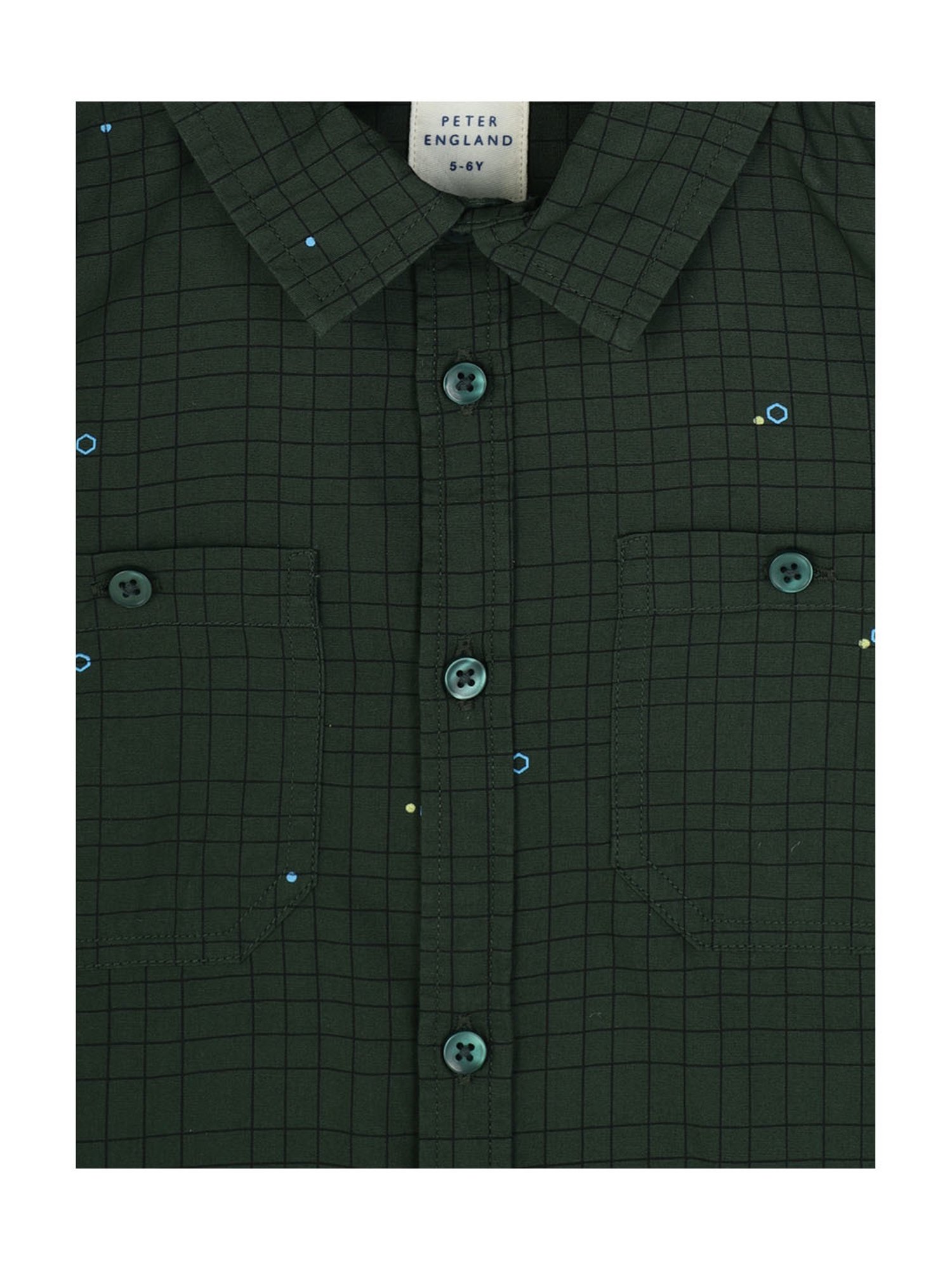 Peter England Kids Olive Checks Full Sleeves Shirt