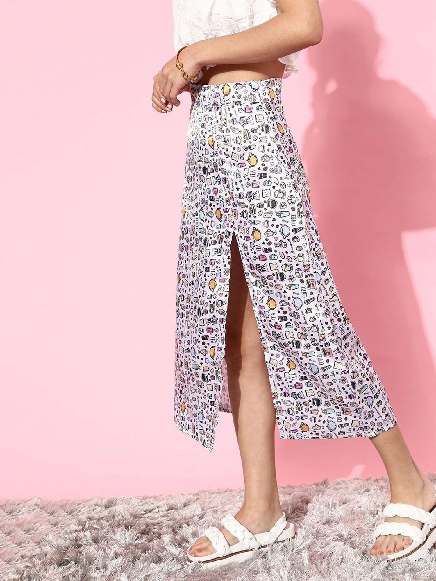 Belle Fille White Floral Print Skirt