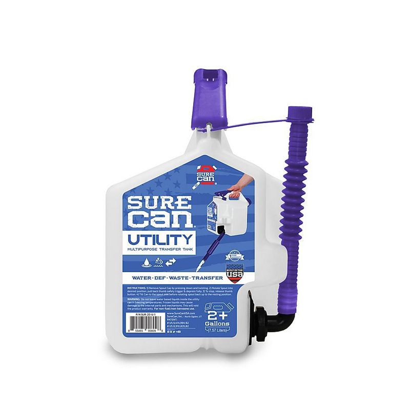 Surecan SUR-20-U-1 2 Gallon Multi-Purpose Durable Compact Utility Container TransferTank, White