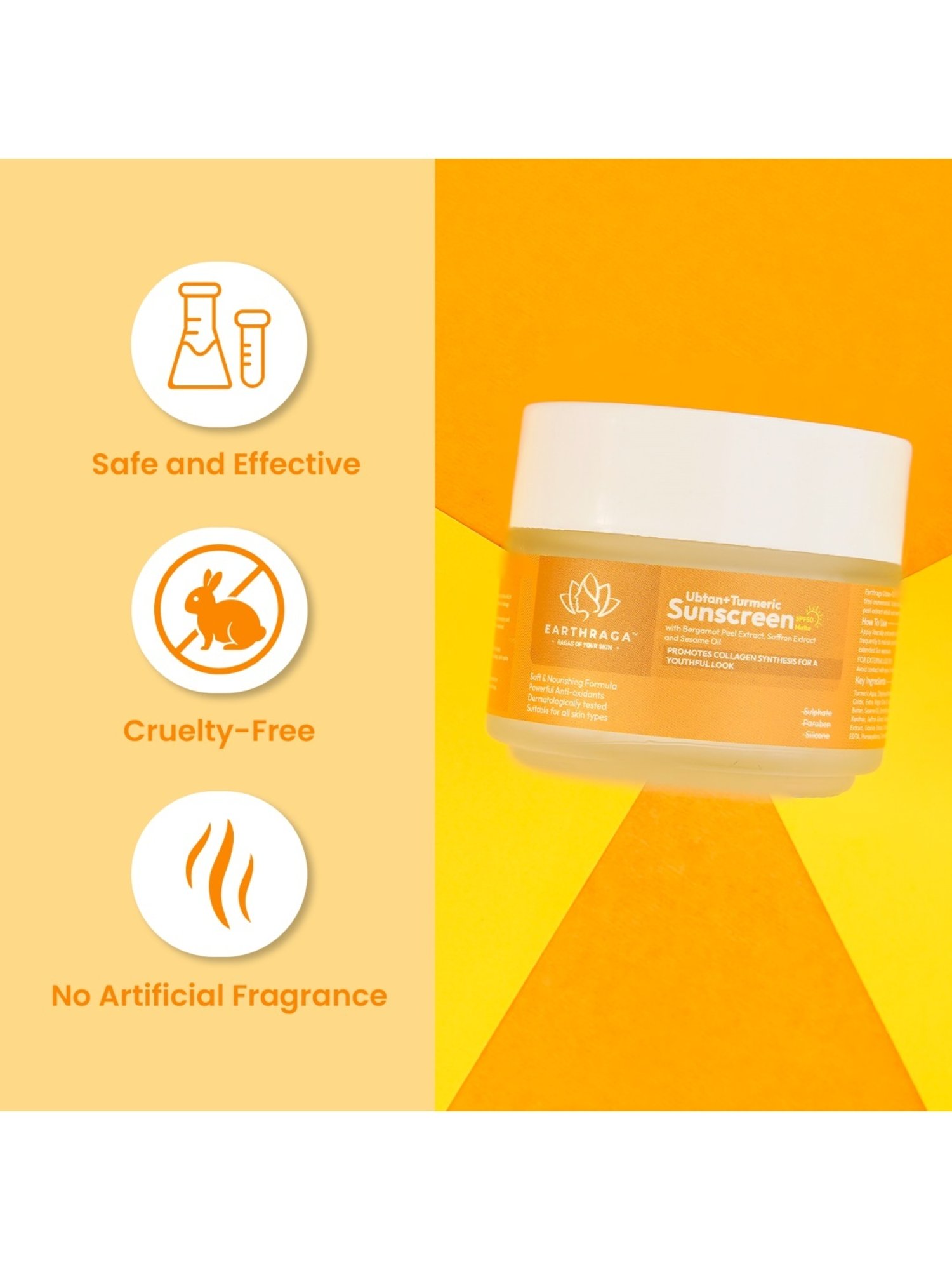 Earthraga Ubtan+Turmeric Sunscreen SPF 50 Matte - 100 ml