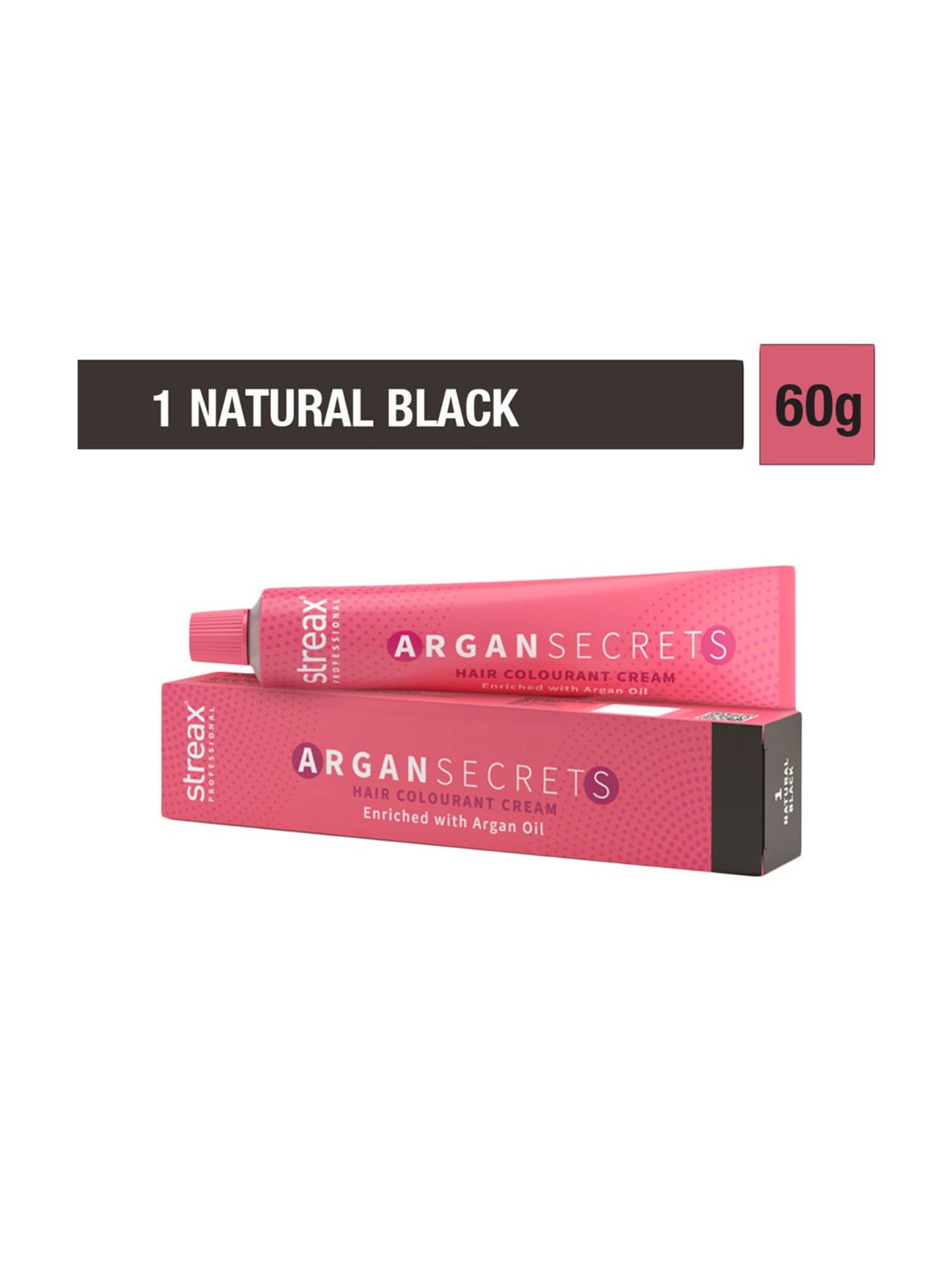 Streax Professional Argan Secret Hair Colourant Cream Natural Black 1 - 60 gm