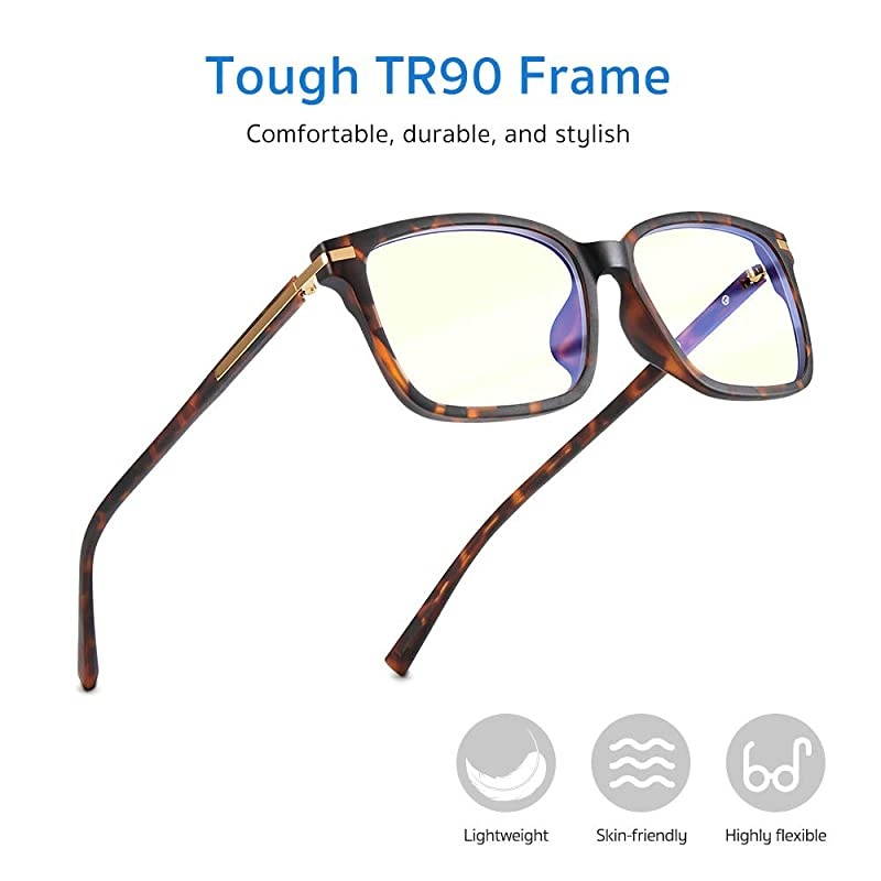 Blue Light Blocking Glasses Computer Reading Glasses Prevents Eyestrain Transparent UV Filter Lens TR90 Frame Lightweight Blue Light Filtering Glasses for Men amp Women Brown