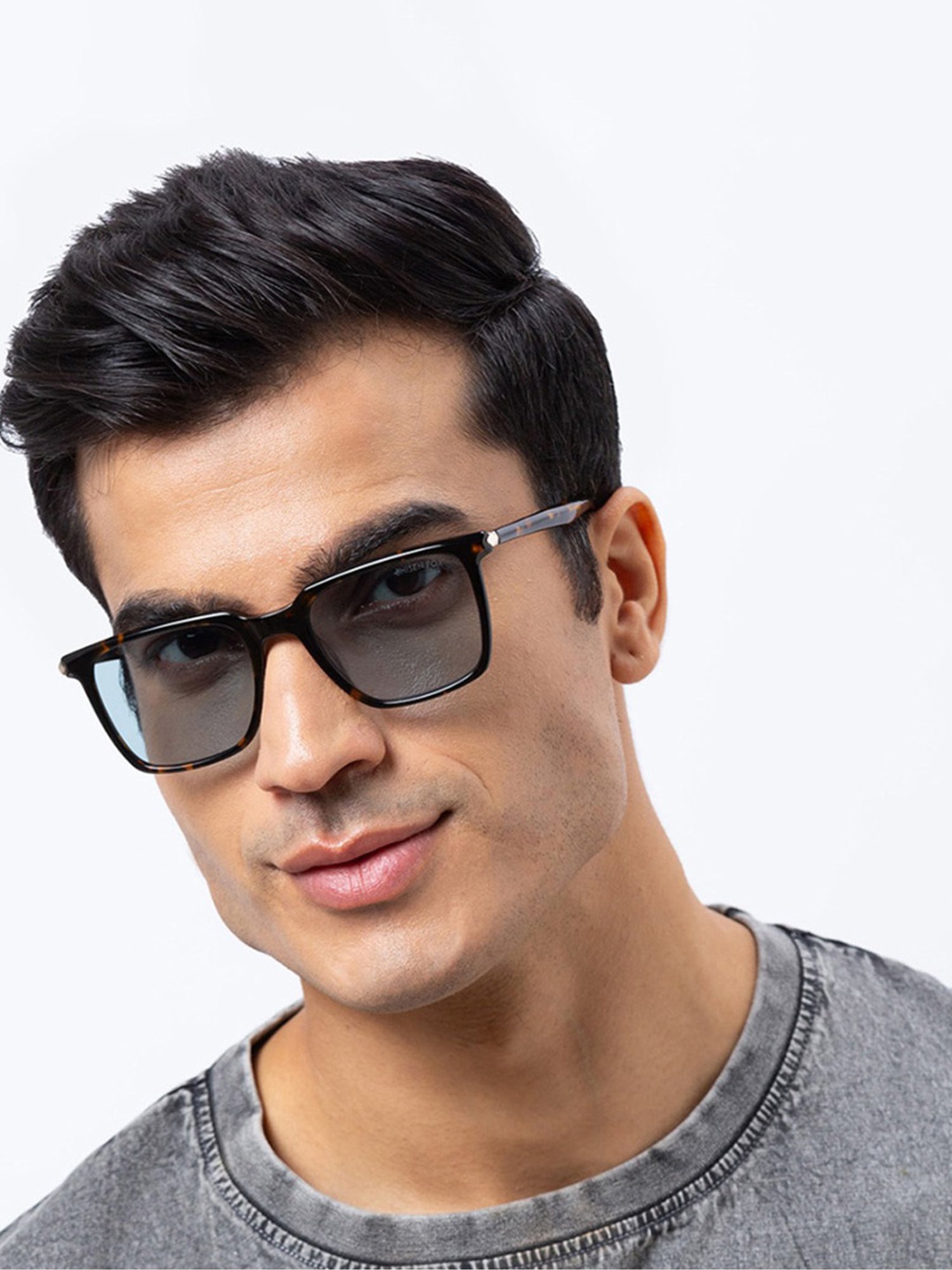 Shisen Fox Kimyou Dark Havana Square Unisex UV Protection Sunglasses -52 mm