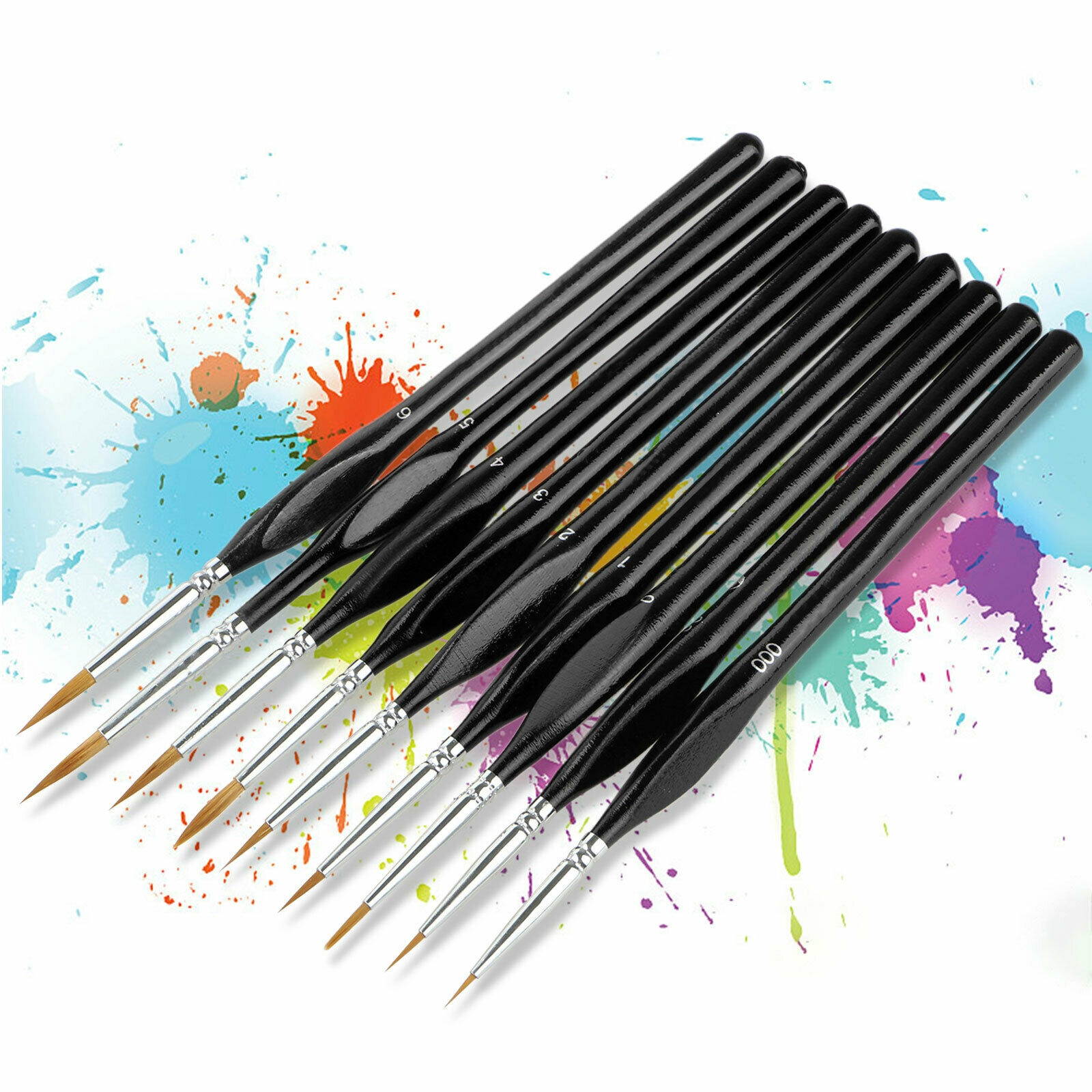 9X Miniature Paint Brush Set Professional Sable Hair Fine Detail Art Nail Model