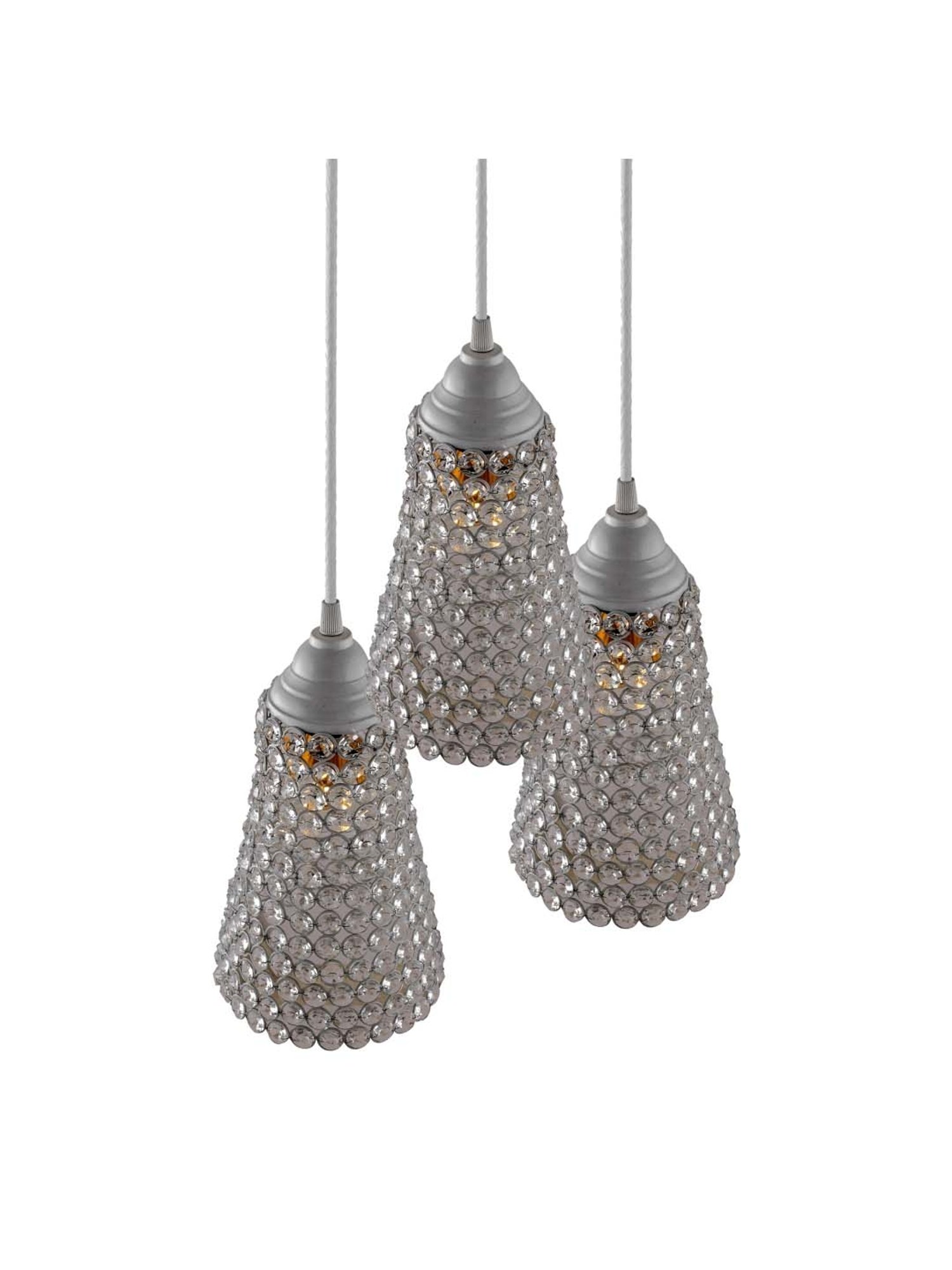 Homesake 3-Lights Round Cluster White Metal Crystal Cone Pendant Light - Set of 1