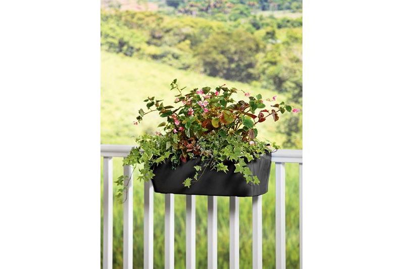 HC Companies heavy duty 24-Inch Width Deck Rail Box Planter, White w/ plugs