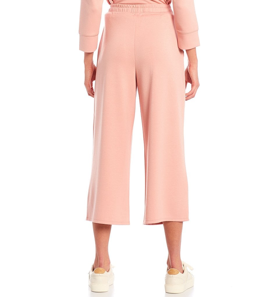 Westbound Soft Touch Wide Leg Cropped Coordinating Drawstring Pants