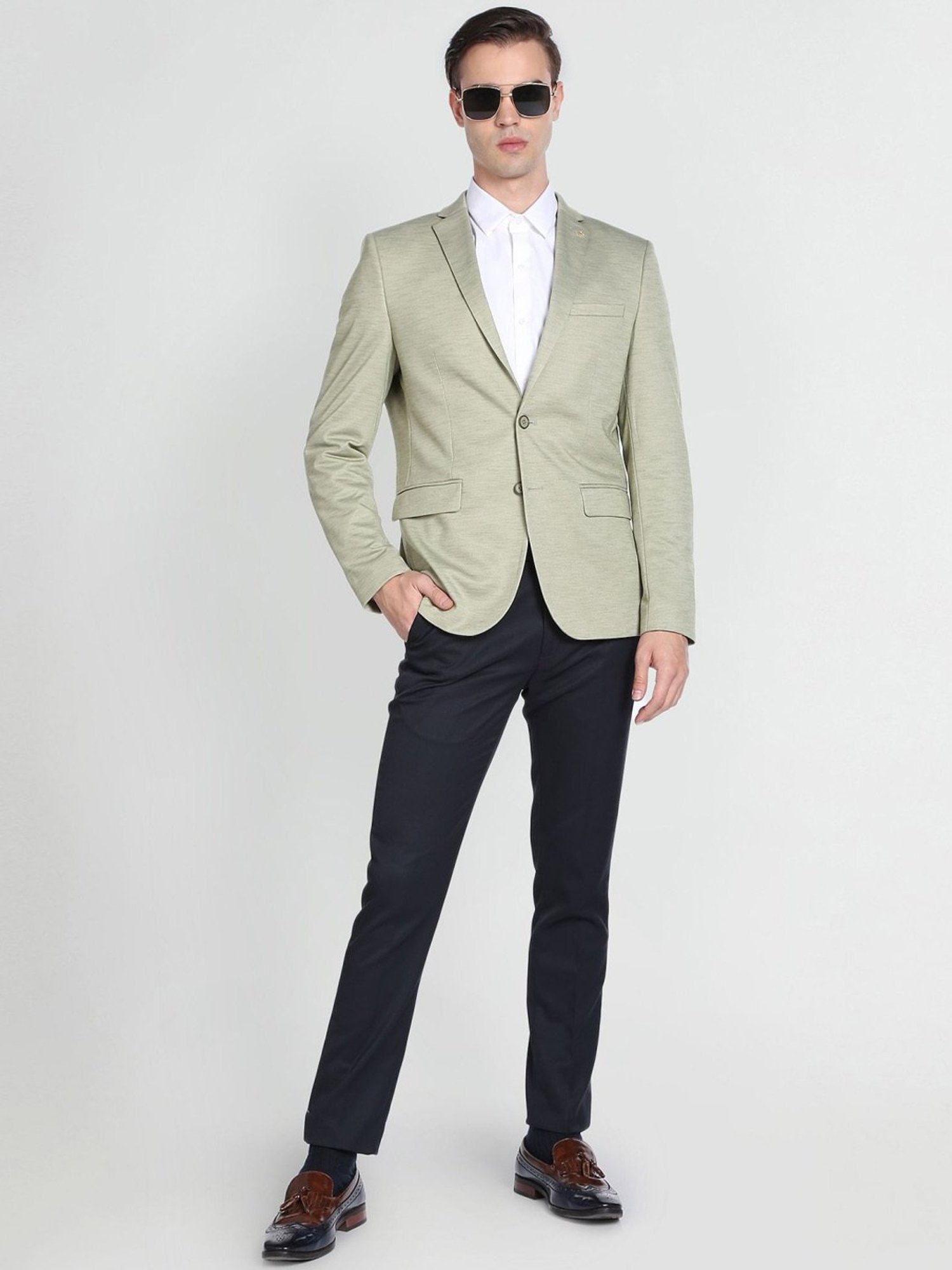 Arrow Green Slim Fit Heathered Blazer