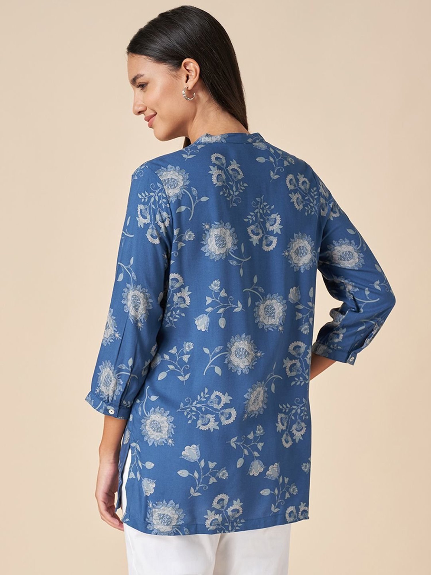 Akkriti by Pantaloons Indigo Blue Printed Tunic