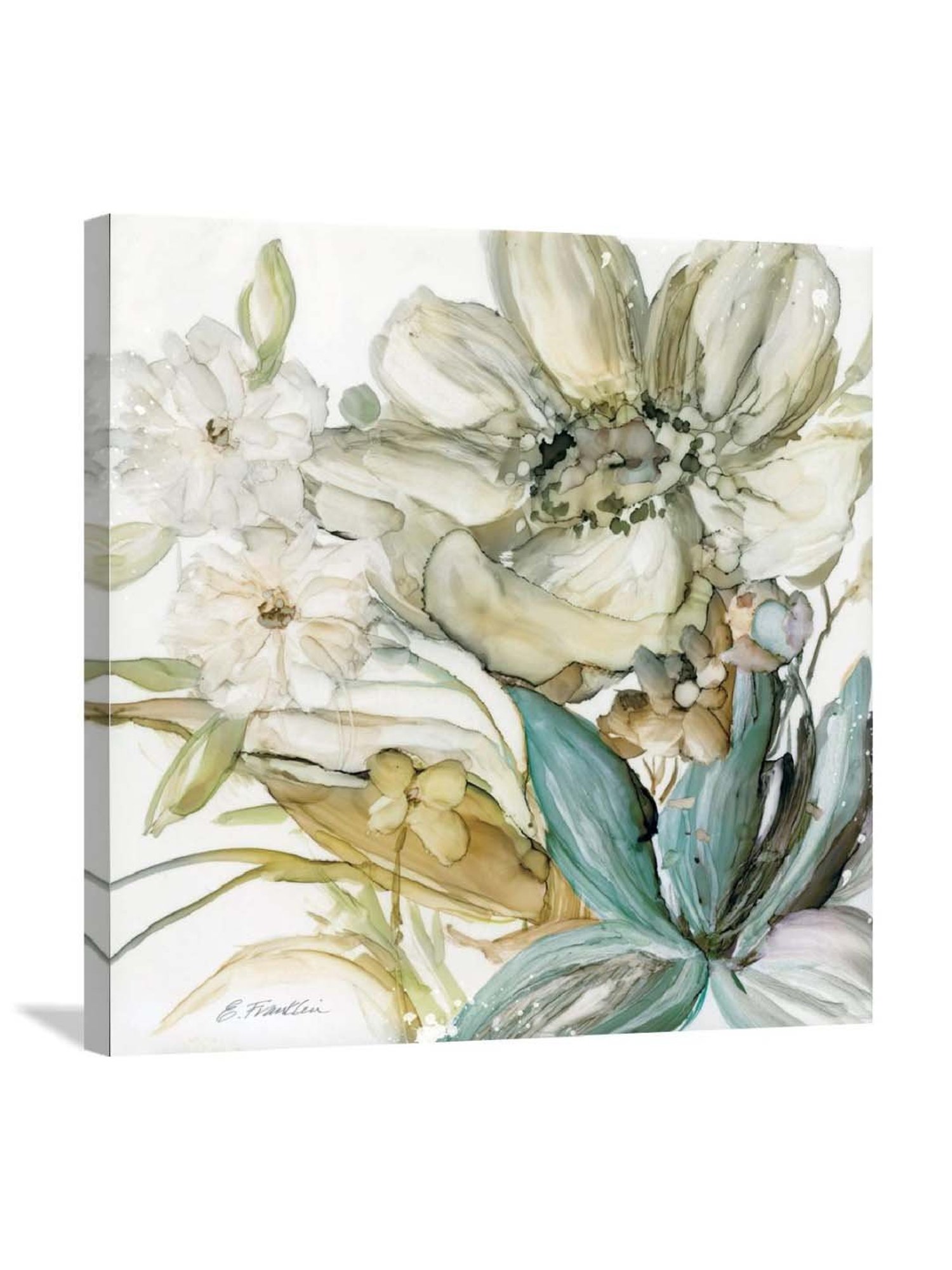 ARTE'VENUE Seaglass Garden Blue & Green Canvas Wall Arts - Set of 3 (10 X 10 inch Each)