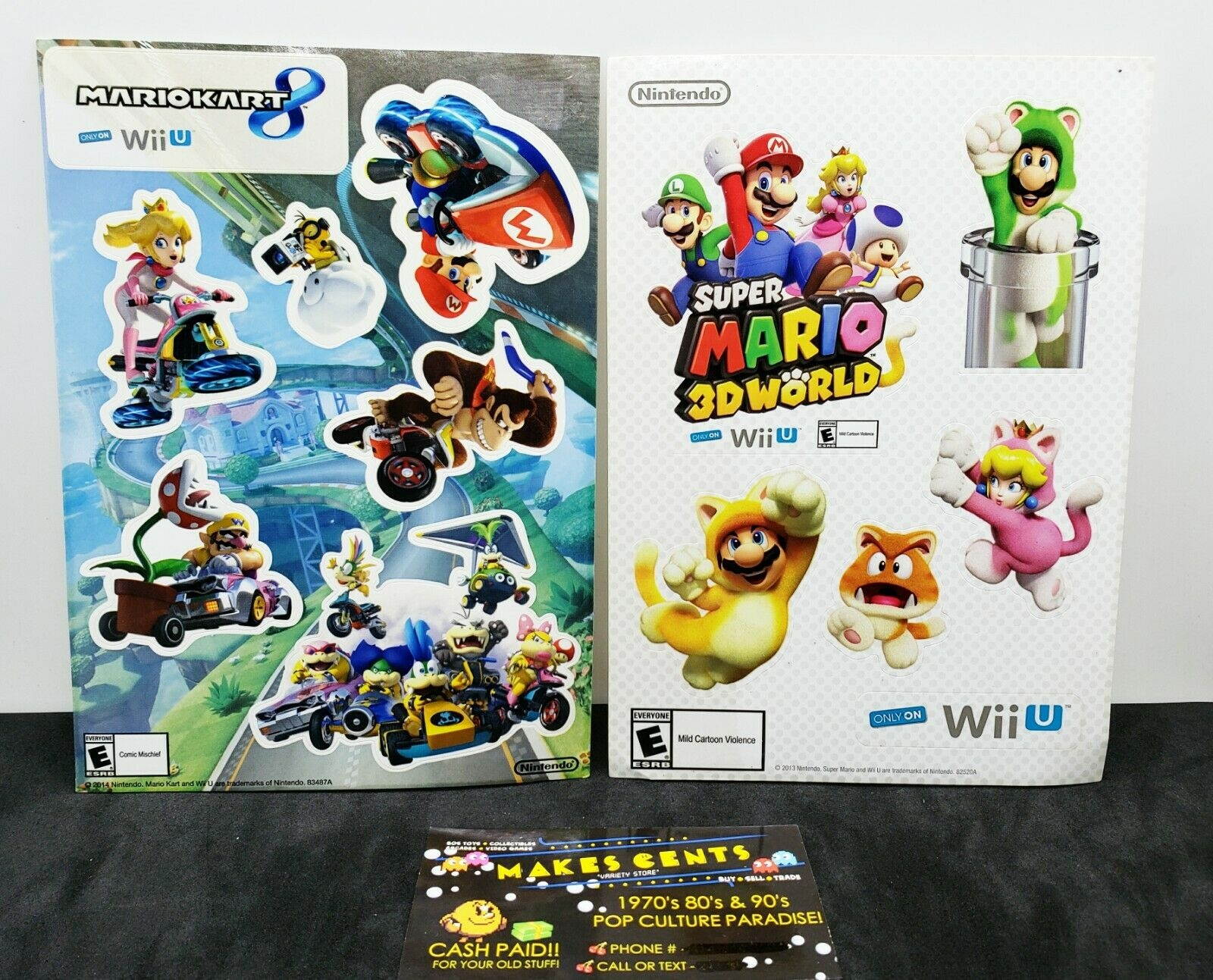 Lot Of 2 - Official Wii U Nintendo Decal Stickers - Retro Nes 8 Bit  Kart World