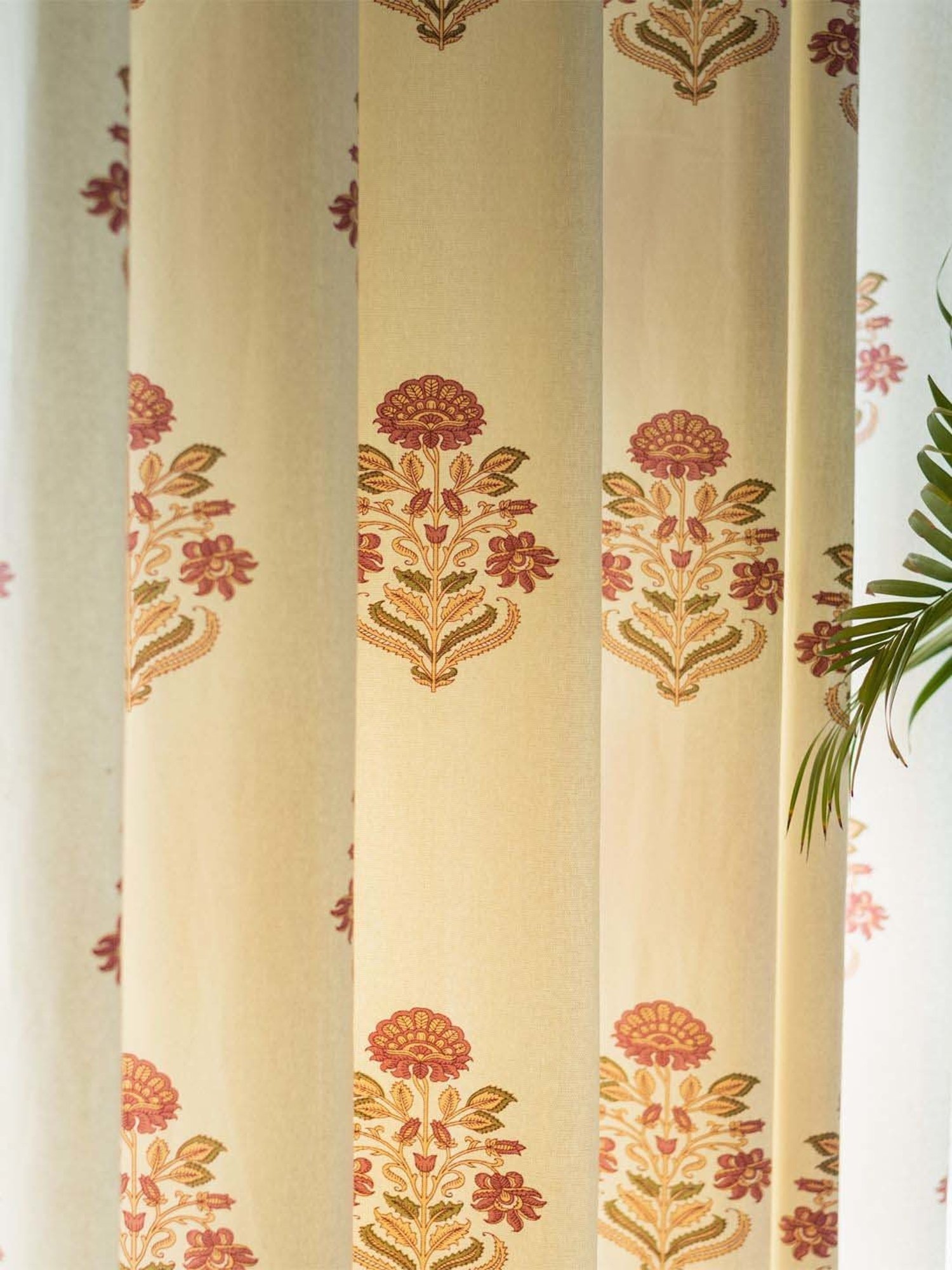 Urban Space Maroon Cotton Window Curtain With Tieback & Eyelet - Set of 2