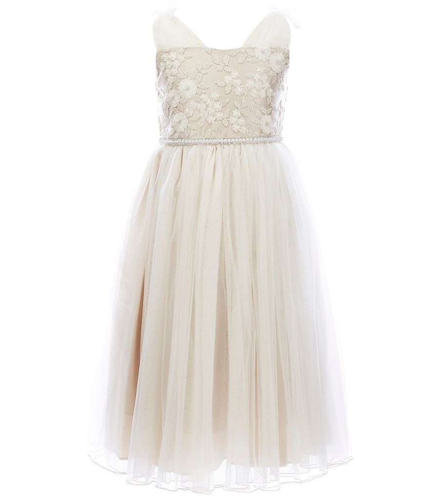 Bonnie Jean Big Girls 7-16 Embroidered/Sheer-Mesh Ballerina Dress
