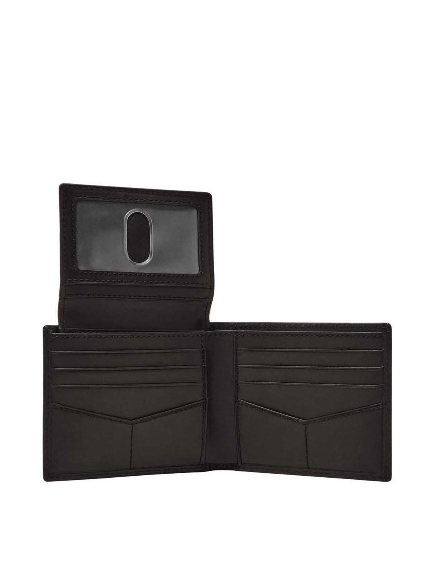Fossil Derrick Black Leather Bi-Fold Wallet for Men