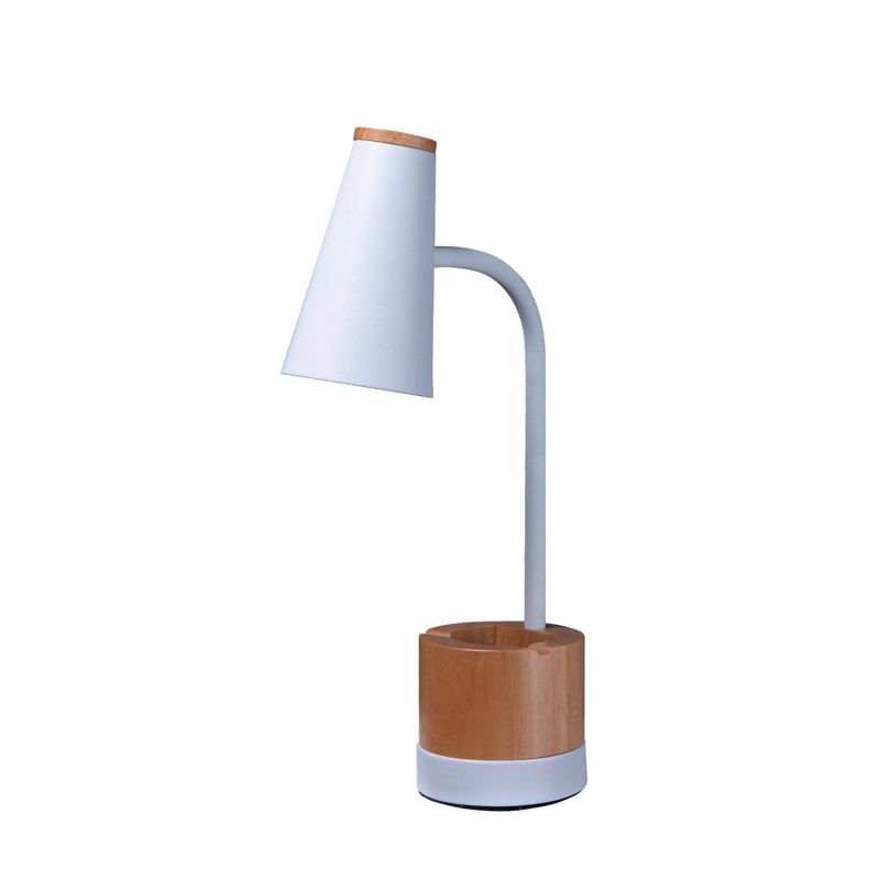 Wood Trim Desk Lamp (Includes LED Light Bulb) Brown/White - Merkury Innovations