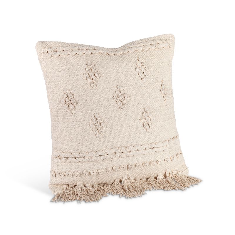 Lone Elm Studios 18"L X 18"W Cotton Square Pillow, Ivory