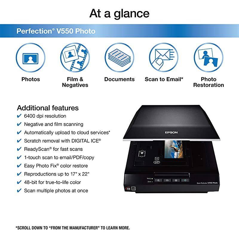 Perfection V550 Color Photo, Image, Film, Negative & Document Scanner with 6400 DPI Optical Resolution