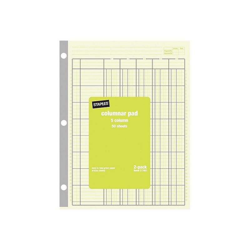 Staples Columnar Books 100 Pages Green 2/Pack (217851ABF) 