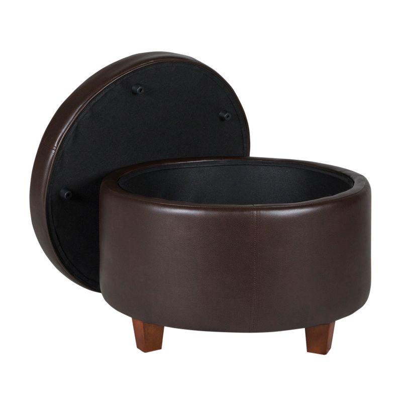 Large Faux Leather Storage Bench Chocolate Brown - HomePop