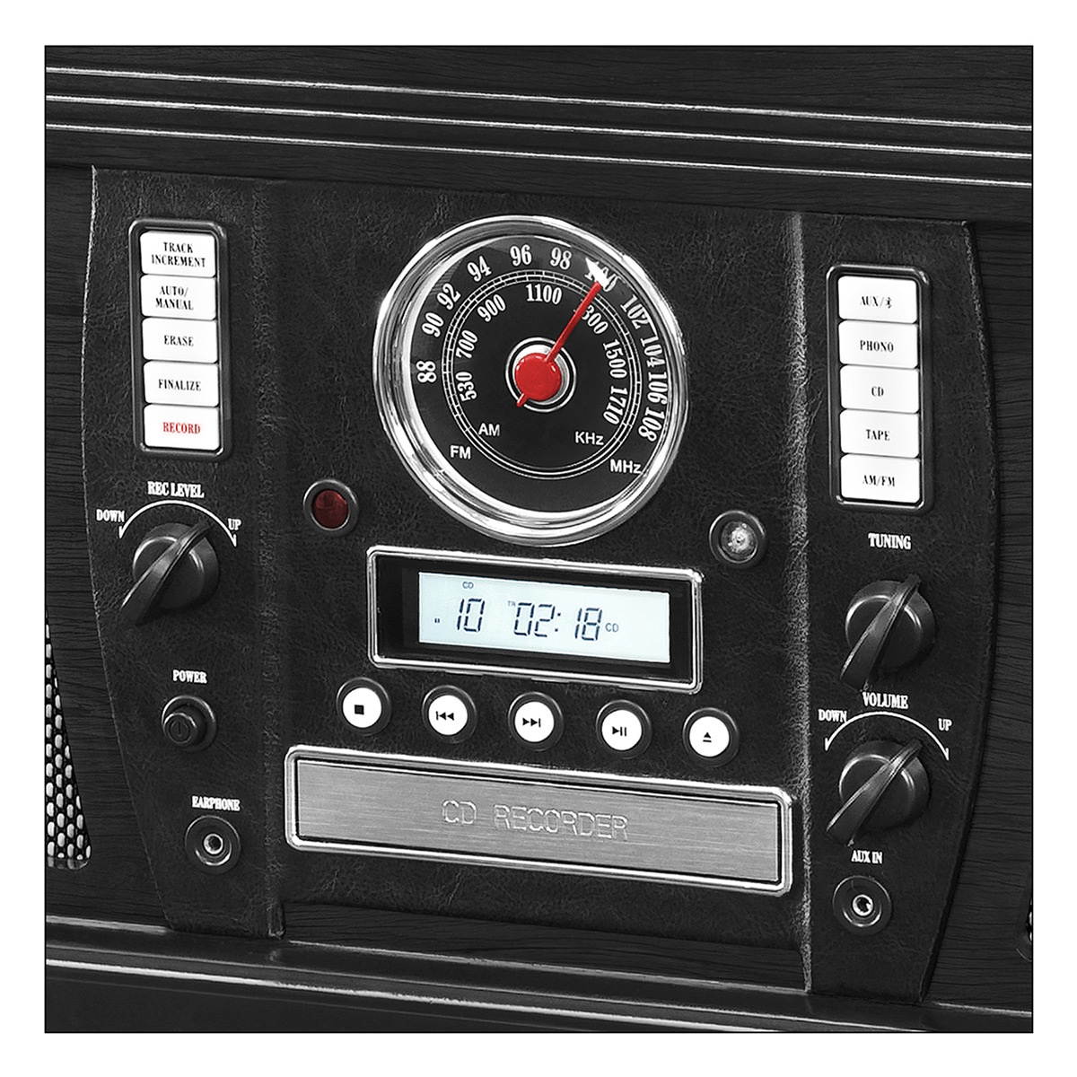 Victrola - Aviator 7-in-1 Bluetooth Stereo Audio system - Black