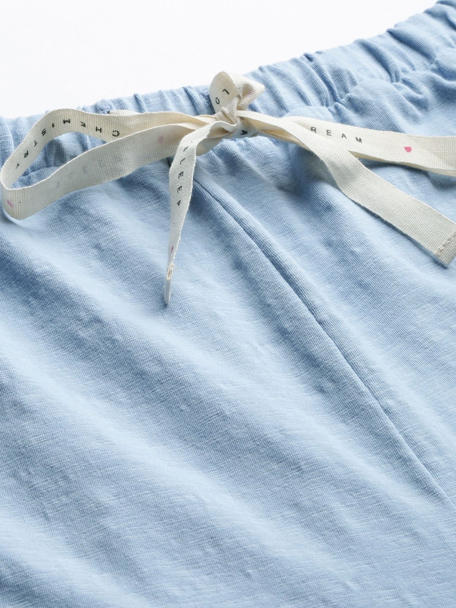 Chemistry Blue Textured Top With Pyjama Set