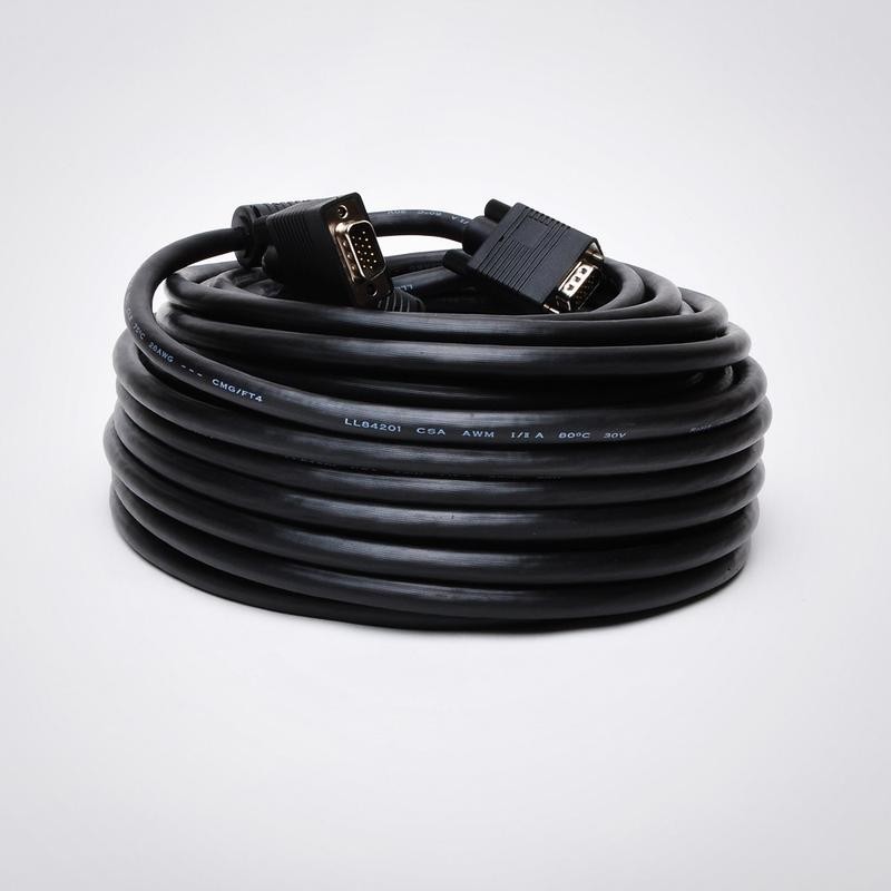 FireFold SVGA Cable - 100-Foot VGA/SVGA Male to Male Extension Double Shielded Cable with Dual Ferrites - Male to Male, Black ( 100 Foot, 30.48 Meter)