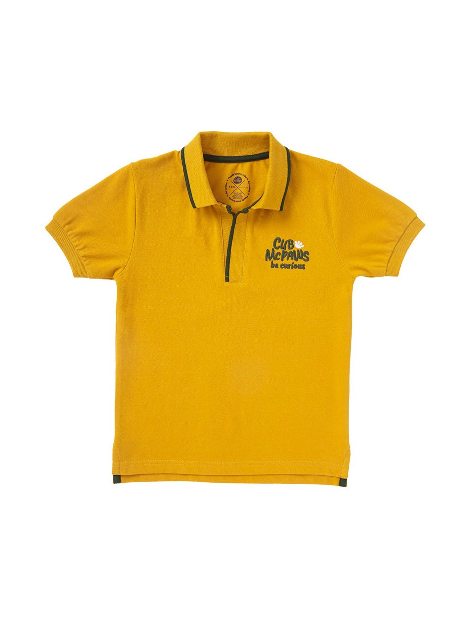 Cub McPaws Kids Mustard Solid Polo