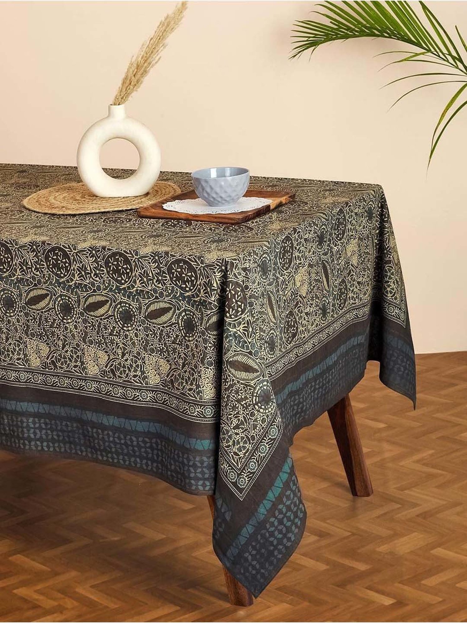 Fabindia Multicolor Cotton 116 TC 163 GSM 4 Seater Table Cover