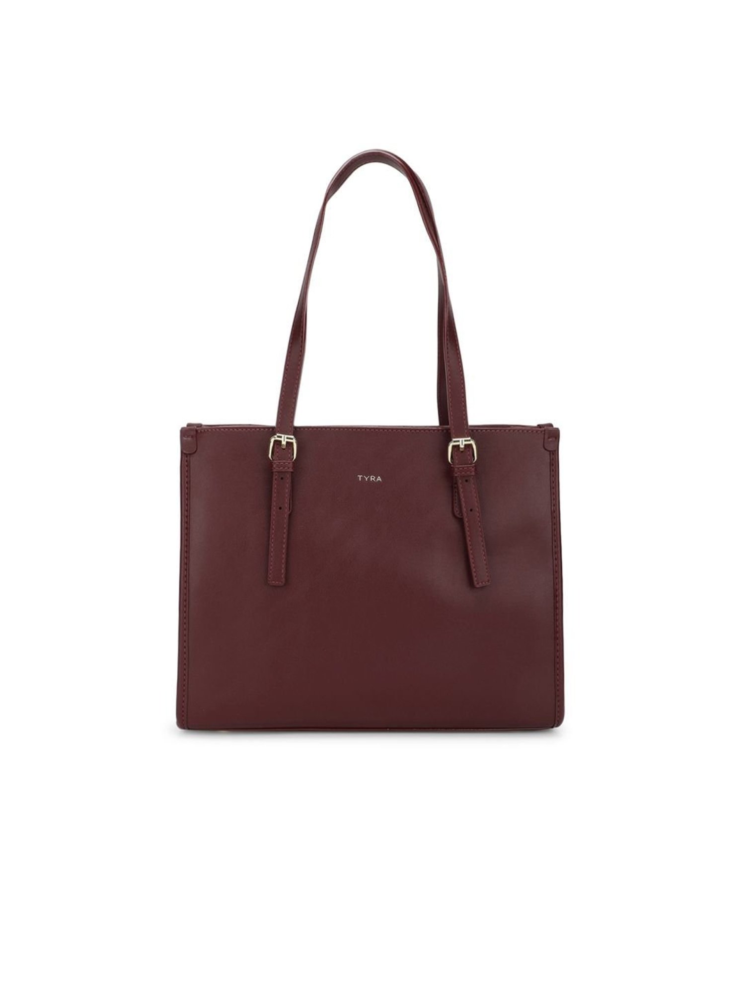 Tyra Hazel Wine Solid Faux Leather Tote Handbag