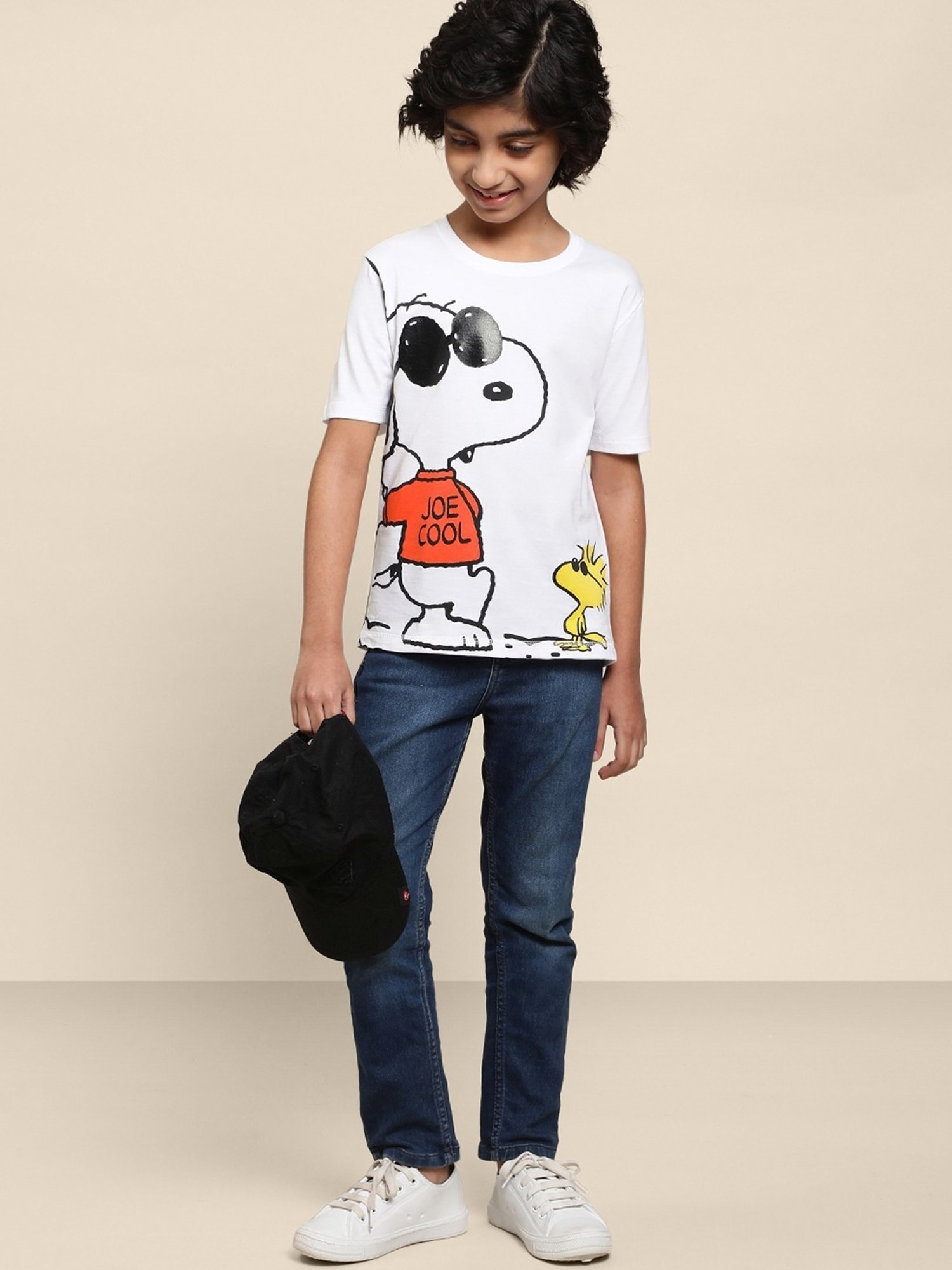 Kidsville White Cotton Printed T-Shirt