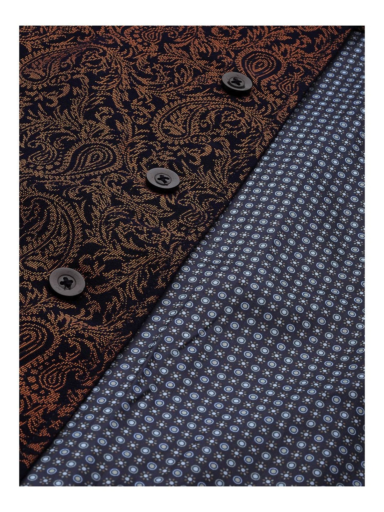 Manyavar Navy Regular Fit Self Pattern Nehru Jacket