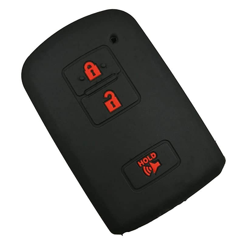 Rubber Smart 3buttons Key Fob Cover Remote Case Keyless Protector Jacket for 2016 2017 Toyota Tacoma Land Cruise Prius V RAV4 Black