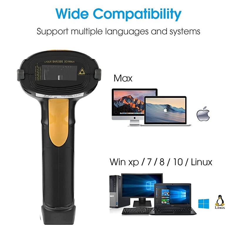 Barcode Scanner with Stand USB Barcode Scanner Wired Handheld Laser Barcode Reader with Adjustable Stand