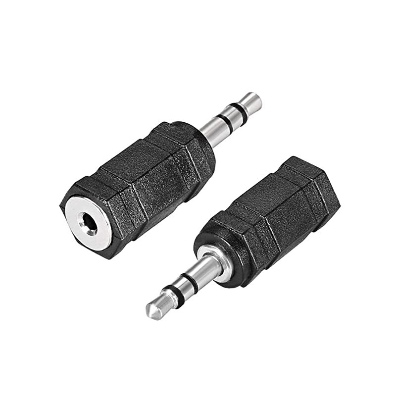 35mm Male to 25mm Female Connector Adapters Couplers 2Pcs for Stereo Audio Video AV TV Cable Convert