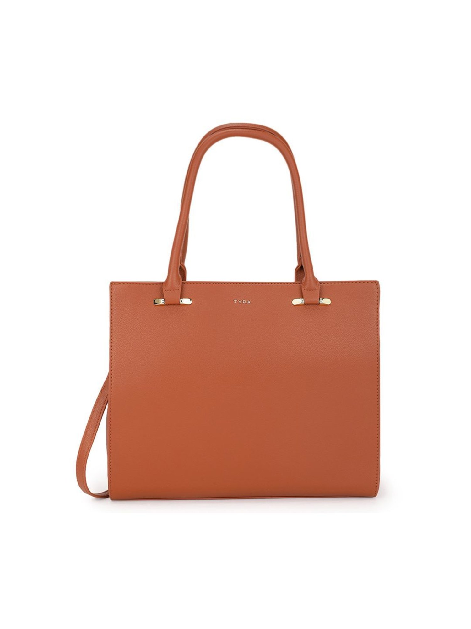 Tyra Eslarie Tan Solid Faux Leather Tote Handbag