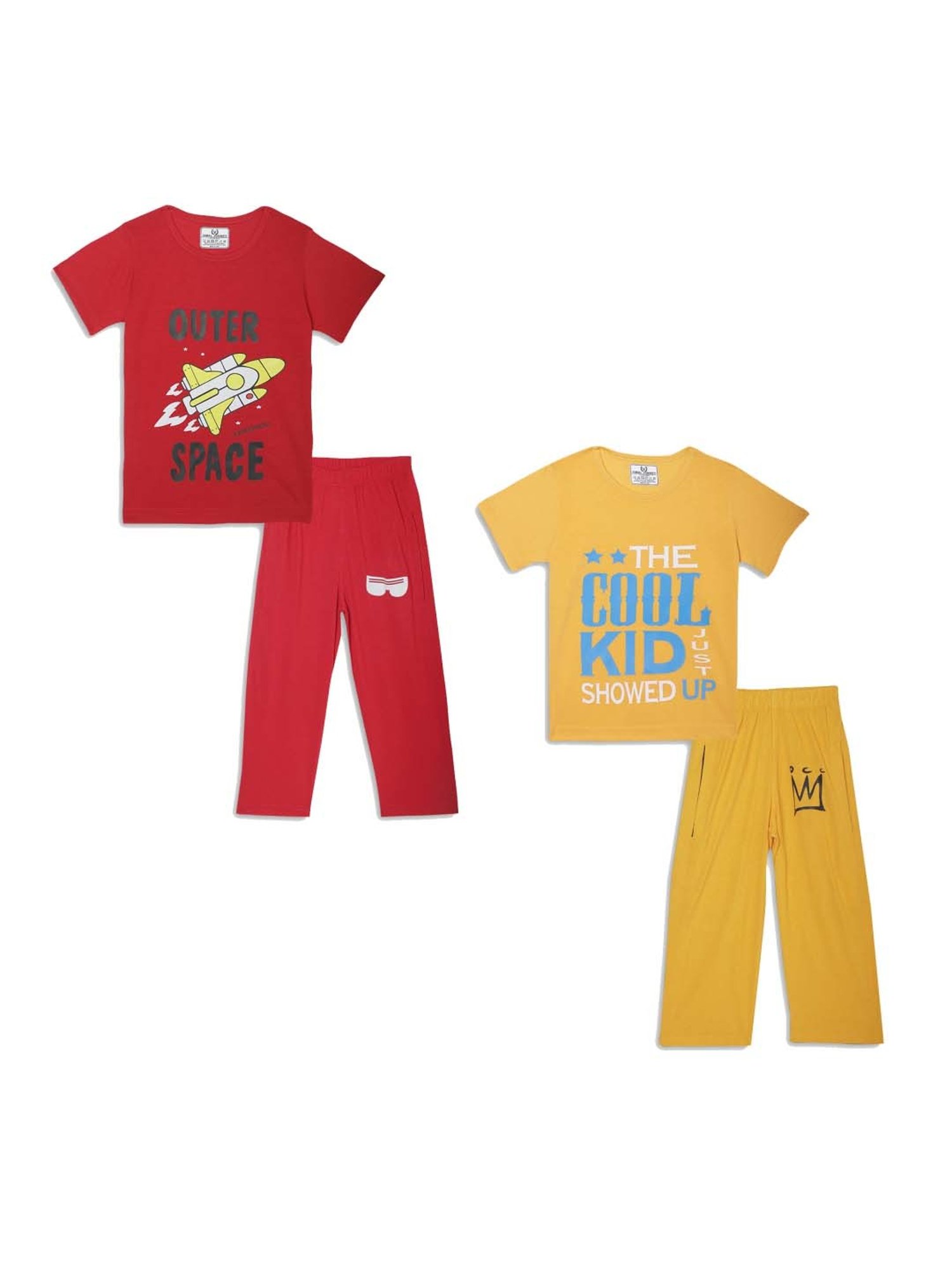 Vimal Jonney Kids Red & Yellow Printed T-Shirt Set