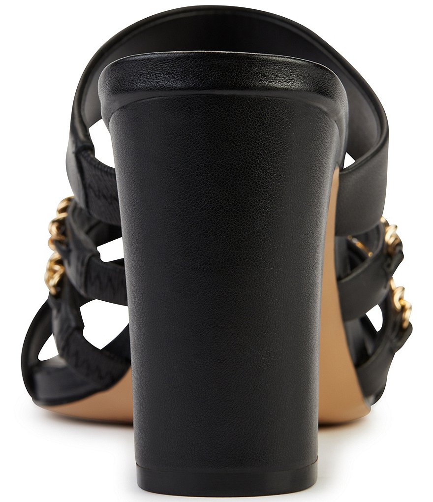 KARL LAGERFELD PARIS Cambrie Leather Chain Detail Slide Sandals