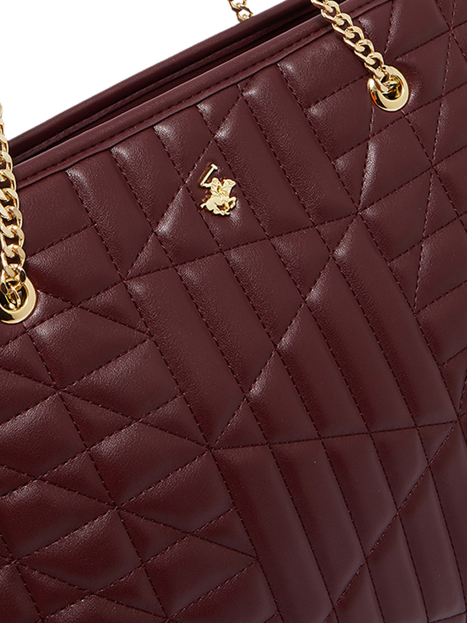 Beverly Hills Polo Club Burgundy Quilted Handbag