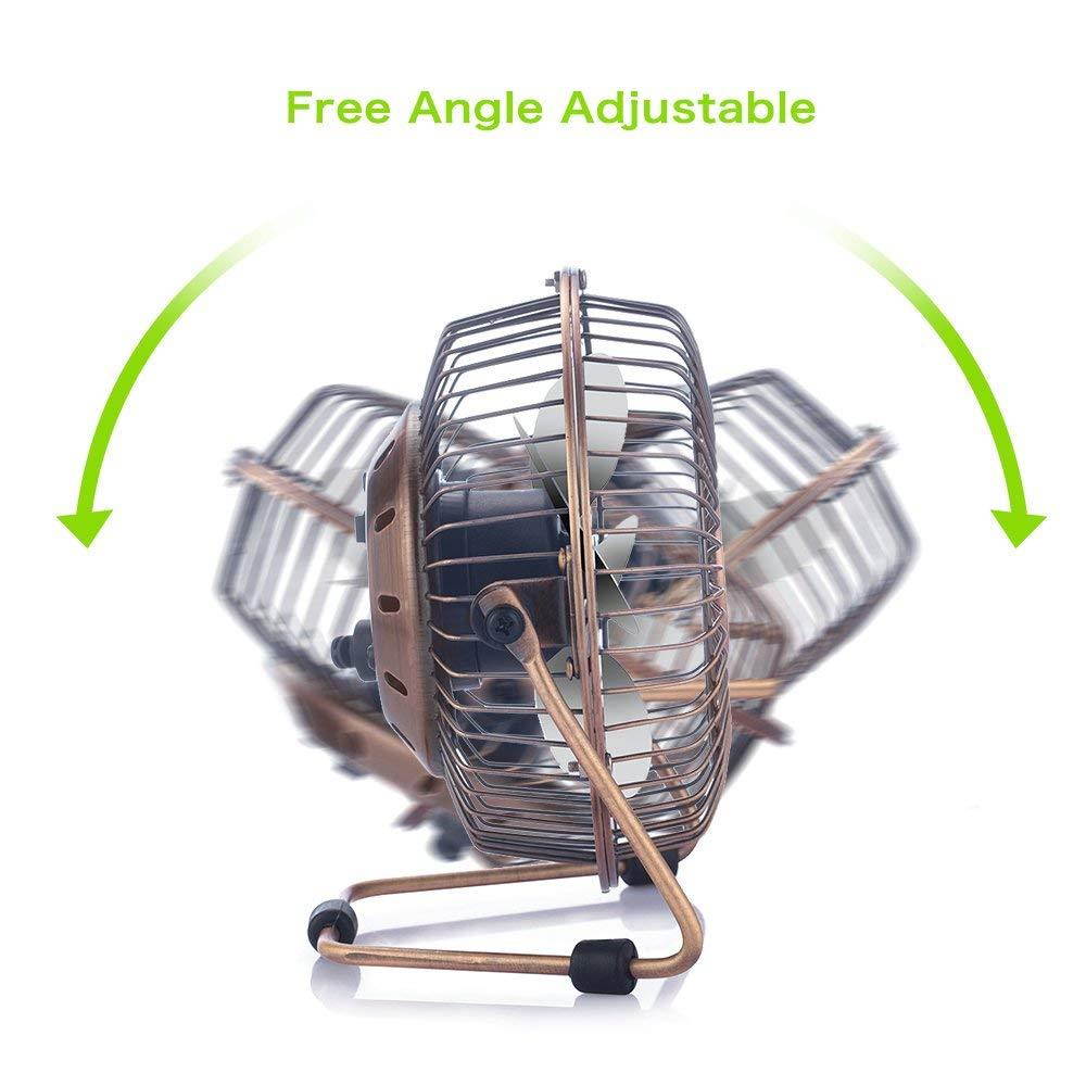 OPOLAR Mini USB Table Desktop Personal Fan (Metal Design, Quiet Operation; 3.9 feet USB Cable, High Compatibility - Bronze)