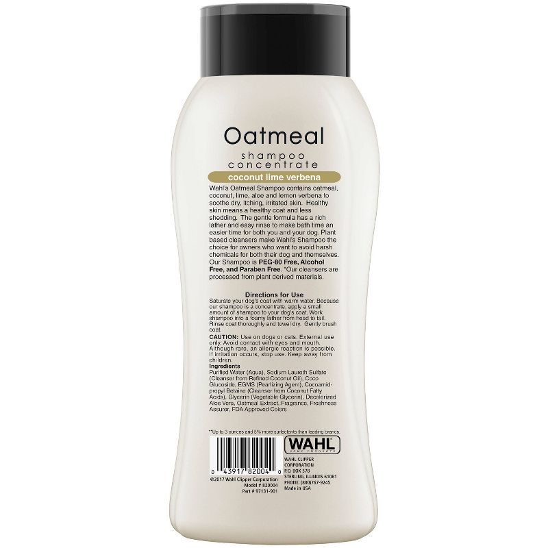 Wahl Oatmeal Formula Coconut Lime Verbena Pet Shampoo Concentrate - 24oz