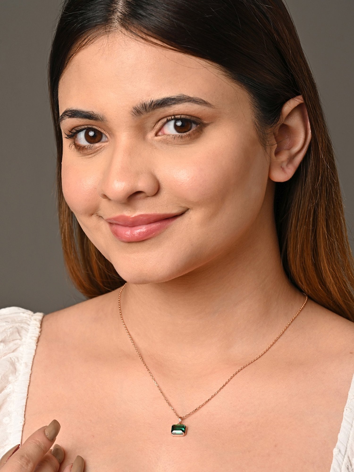 Clara 925 Silver Rose Gold-Plated Swiss Zirconia Celia Pendant with Chain Necklace