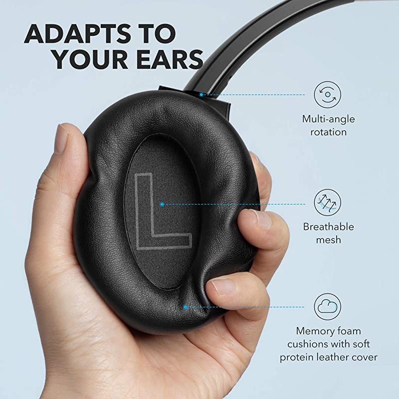 Anker  Life Q20 Hybrid Active Noise Cancelling Headphones Wireless Over Ear Bluetooth Headphones 40H Playtime HiRes Audio Deep Bass Memory Foam Ear Cups for Travel Home Office